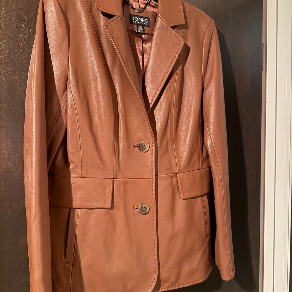 Jones New York Women's Brown Leather Blazer